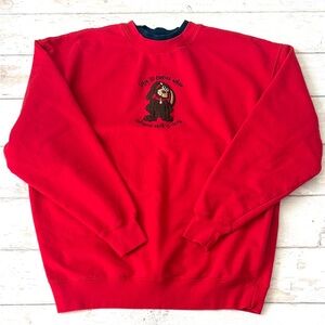 Women’s XL Red Crewneck Sweatshirt Sweater life’s Better with a Dog X Large 1X